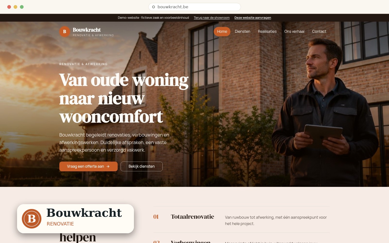 Voorbeeldwebsite Bouwkracht voor bouw en renovatie